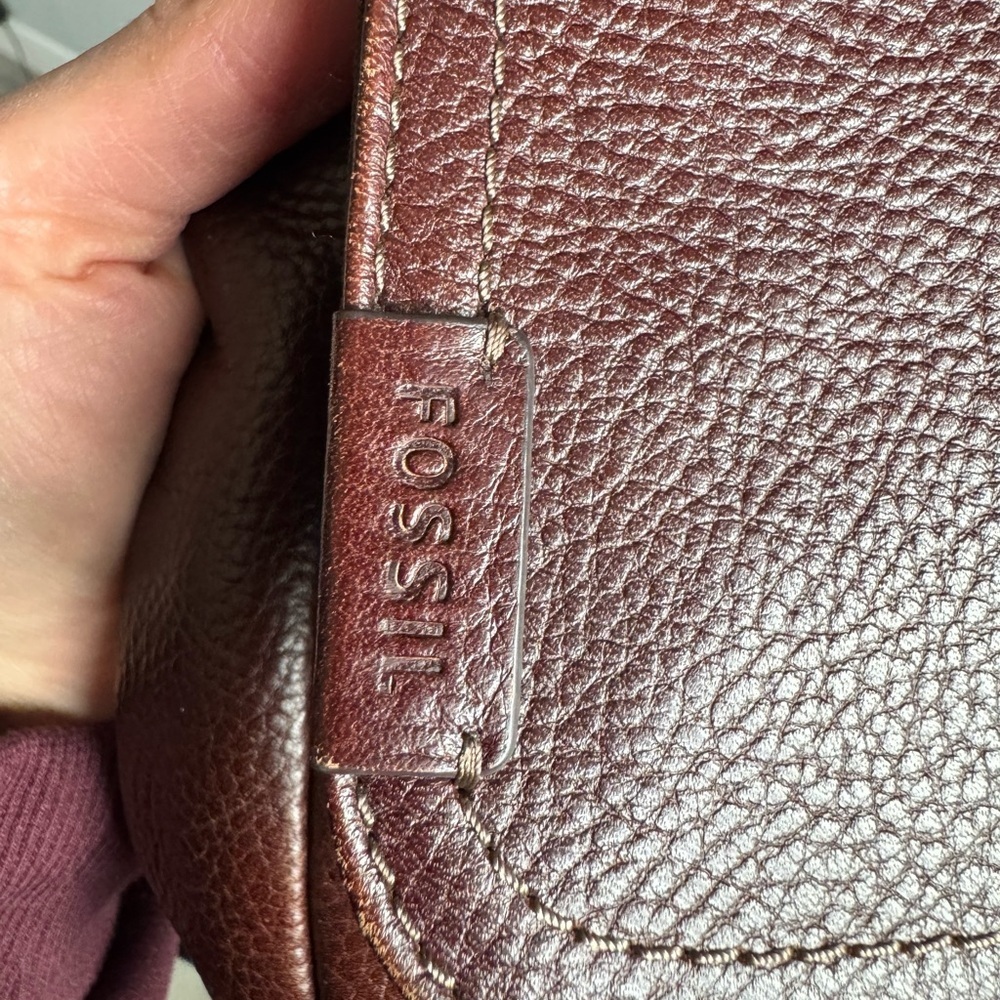 Fossil Brown Pebbled Leather Crossbody Bag Boho Vintage Classic Adjustable Strap - Picture 9 of 9